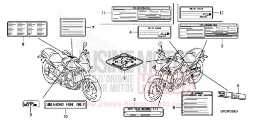 CAUTION LABEL CB600F39 de 2009